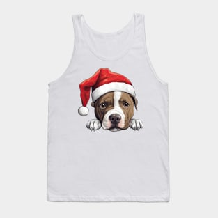 Christmas Peeking American Staffordshire Terrier Dog Tank Top